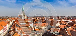 Panorama of the skyline with historic church in Muhlhausen