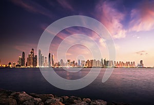 panorama of skyscrapers in Dubai Marina