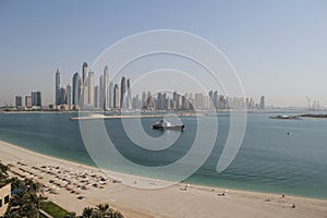 Panorama of skyscrapers in Dubai Marina. UAE