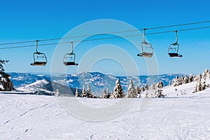 Panorama of slope at ski resort Kopaonik, Serbia