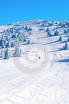 Panorama of slope at ski resort Kopaonik, Serbia