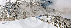 Panorama of slope at ski resort Kopaonik, Serbia