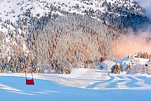 Panorama of slope at ski resort Kopaonik, Serbia