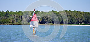 Panorama of Slow speed sign in Tampa Bay