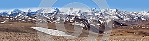 Panorama of snowcapped Himalaya Mountains in Tibet, China photo