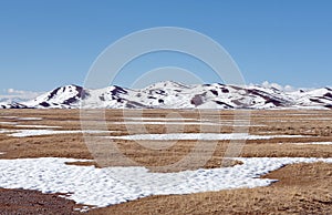Panorama of snowcapped Himalaya mountans in Tibet, China