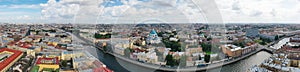 Panorama St. Nicholas Cathedral with a bell tower in St. Petersburg