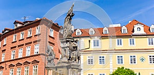 Panorama of the statue of John the Baptist in Mala Strana, Prague