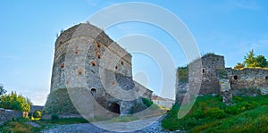 Panorama of Stephen Bathory Tower and the old town rampart Kamianets-Podilskyi, Ukraine