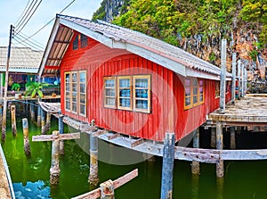 Panorama of stilt house in Ko Panyi village, Phang Nga Bay, Thailand