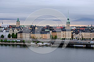 Panorama of Stockholm with two churchs