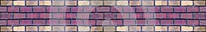Panorama stone brick wall narrow long pattern lilac beige edge colorful base
