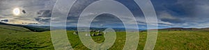 Panorama of stone circle Moel TÅ· Uchaf in Wales