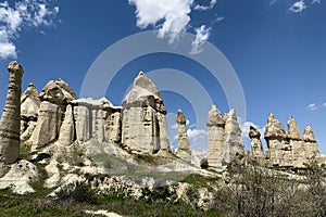 Panorama of stone giants in Georgia