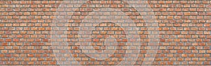 Panorama  Structural red  Brick Wall. Panoramic Solid Surface. stone background.   brick wall  texture background wild and high