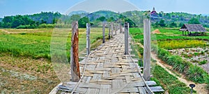 Panorama of Su Tong Pae bamboo bridge, Mae Hong Son suburb, Thailand