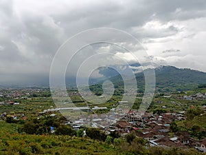 Panorama suburb mountain from afar