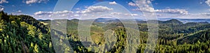 Panorama of Suche Mountains, aerial photo