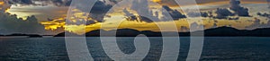 Panorama of Sunrise skies over Torres Straits Islands Archipelago, Australia