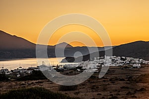 Panorama of Sunset in Milos bay