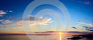 Panorama of sunset over sea