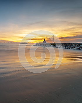 Photo Panorama sunset of wonderful padang Indonesia photo