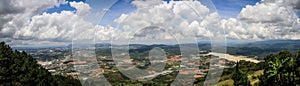 Panorama on the surrounding countryside from the Lang Biang Mountain, Lam Province, Vietnam