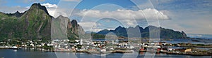 Panorama of Svolvaer town in Lofoten islands