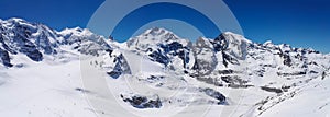 Panorama of Swiss Alp mountains ridge of Diavolezza,