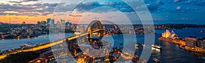 Panorama of Sydney harbour and bridge in Sydney city