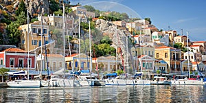 Panorama of Symi, Dodecanese island Greece