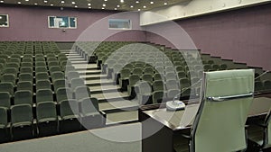 Panorama from Table with Chair to Empty Row with Light Projector