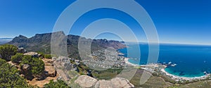 Panorama of Table Mountain and 12 Apostles in Cape Town