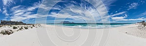 Panorama of Table Mountain from Blouberg with blue sky