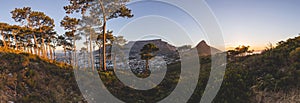 Panorama of Table Mountain in Cape Town at sunset