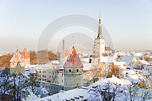 Panorama of Tallinn in a frosty winter morning