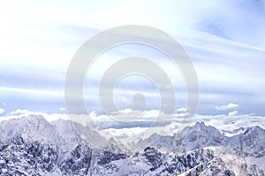 Panorama of Tatry mountains during winter