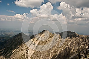 Panorama of Tatry Mts. peak from Orla Perc hiking trail