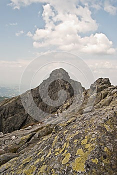 Panorama of Tatry Mts. peak from Orla Perc hiking trail