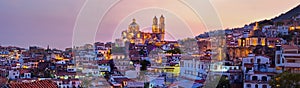 Panorama of Taxco city at sunset, Mexico