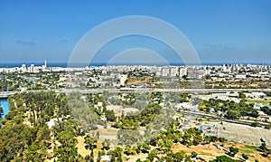 Panorama of Tel Aviv with a view of the North Tel Aviv Areas and the sea