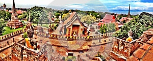 Panorama in a temple of Ayuthaya Thailand