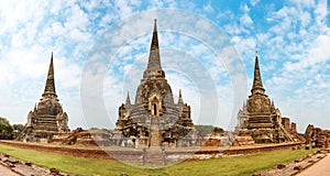 Panorama of temple ruins inl Ayutthaya