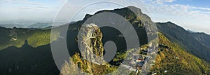 The Panorama of the temple at the top of Fanjing Mountain