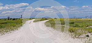 Panorama of Tendra island natural reservation with northern lighthouse,Black Sea,Ukraine