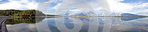 Panorama of Teton Mountains from Jackson Lake Dam