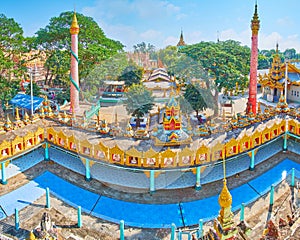 Panorama of Thanboddhay monastery from Arlain Nga Sint watchtower, Monywa, Myanmar