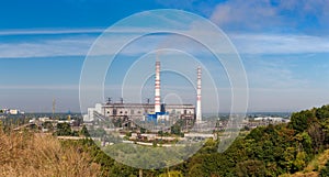 Panorama of thermal power station against the sky