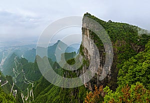 Panorama of Tianmenshan nature park - China