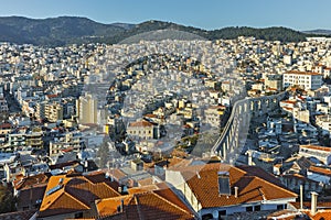 Panorama to aqueduct in Kavala, East Macedonia and Thrace